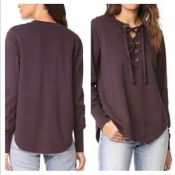 Young Fabulous & Broke Noelle Lace Up Sweatshirt size Small Purple - Picture 2 of 9